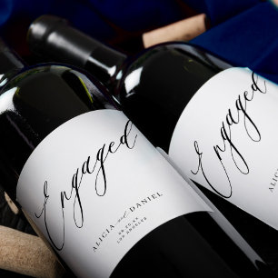 Etiqueta Para Botella De Vino Parte de compromiso minimalista de escritura moder