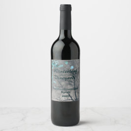 Etiqueta Para Botella De Vino Parte superior Verde azulada de "Winterleaf", conj
