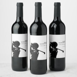 Etiqueta Para Botella De Vino Partido de Bachelor del Golfing Negro mínimo