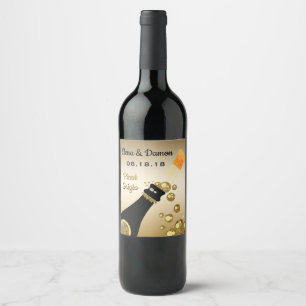 Etiqueta Para Botella De Vino Partido de compromiso de las burbujas de vino resp