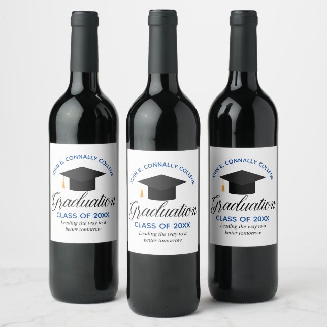 Etiqueta Para Botella De Vino Partido de Graduación de personalizado College Nam (Botellas)