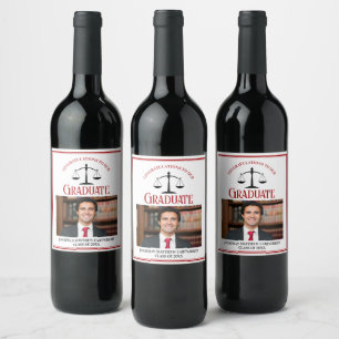 Etiqueta Para Botella De Vino Partido de Graduación Fotográfica de la Escuela de