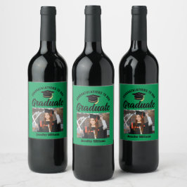 Etiqueta Para Botella De Vino Partido de Graduación Personalizada Green Black Gr