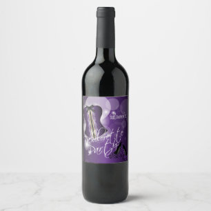 Etiqueta Para Botella De Vino Partido de la Bachillerato de la Glamour   Púrpura
