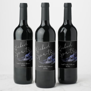 Etiqueta Para Botella De Vino Partido Halloween de Espíritus Malvados Raven Góti