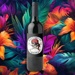 Etiqueta Para Botella De Vino Partido Pirata de los Huesos de los Adultos Salado