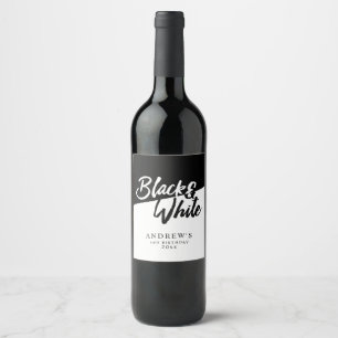 Etiqueta Para Botella De Vino Partido temático blanco y negro de la Moda