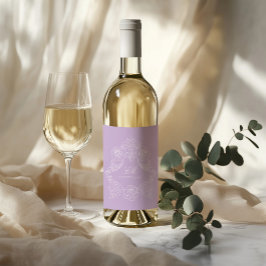Etiqueta Para Botella De Vino Pastel Purple Victorian Crest Monogram