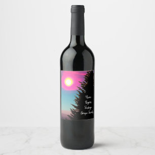 Etiqueta Para Botella De Vino Pastel Sunset, Etiqueta de Vino Personalizado