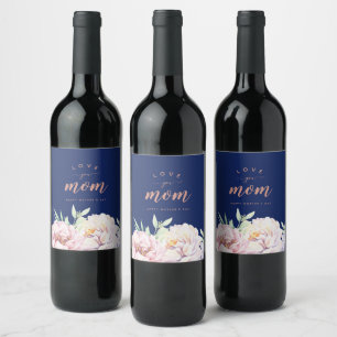Etiqueta Para Botella De Vino Pastel Watercolor Florals   Ama Mamá