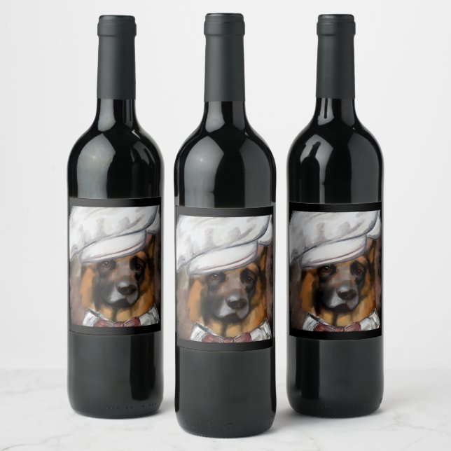Etiqueta Para Botella De Vino Pastor Alemán  (Botellas)