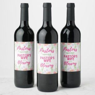 Etiqueta Para Botella De Vino ✝️ Pastor's Wife Wives regalo de agradecimiento