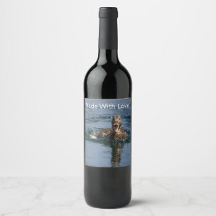 Etiqueta Para Botella De Vino Pato abierto con pico