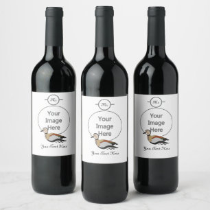 Etiqueta Para Botella De Vino Pato de Anillo Adorable Nadando