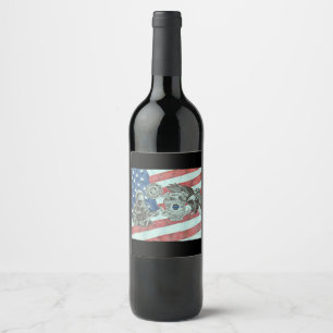 Etiqueta Para Botella De Vino Patriotic First Responder
