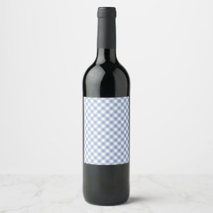 Etiqueta Para Botella De Vino Patrón clásico de gingham azul claro con estampado