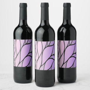 Etiqueta Para Botella De Vino Patrón creativo de hojas púrpura perlescente