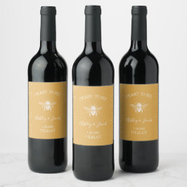 Etiqueta Para Botella De Vino Patrón de abejas y abejas doradas