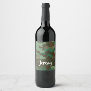 Etiqueta Para Botella De Vino Patrón de camuflaje de nombre personalizado
