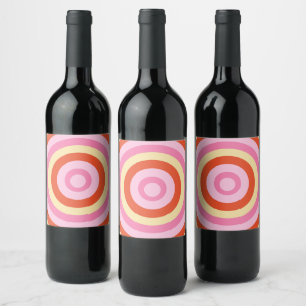 Etiqueta Para Botella De Vino Patrón de círculo de 70 vintage retro