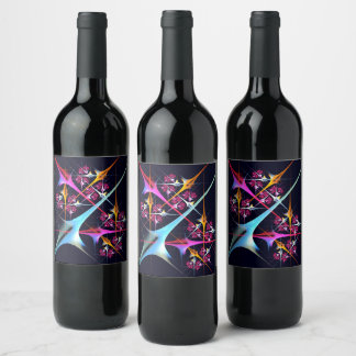 Etiqueta Para Botella De Vino Patrón de color de arte de color rosa floral moder