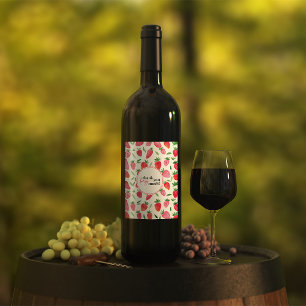 Etiqueta Para Botella De Vino Patrón de fresas cutáneas de agua gracias