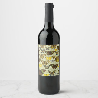 Etiqueta Para Botella De Vino Patrón de gráfico de polillas de mariposa vintage
