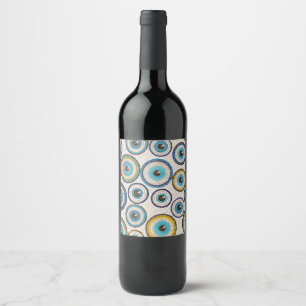 Etiqueta Para Botella De Vino Patrón de mosaico de ojos malvados
