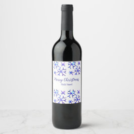 Etiqueta Para Botella De Vino Patrón de Navidades de copos de nieve brillantes m