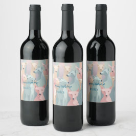 Etiqueta Para Botella De Vino Patrón de perro Colores Pastel Ilustracion Minimal