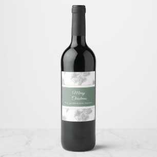 Etiqueta Para Botella De Vino Patrón de piña rústica de Navidad personalizado