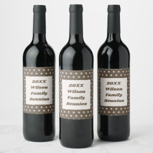 Etiqueta Para Botella De Vino Patrón elegante de punto de polka plateado para Re