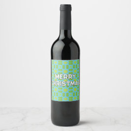 Etiqueta Para Botella De Vino Patrón Geométrico de Navidad - Personalizado 