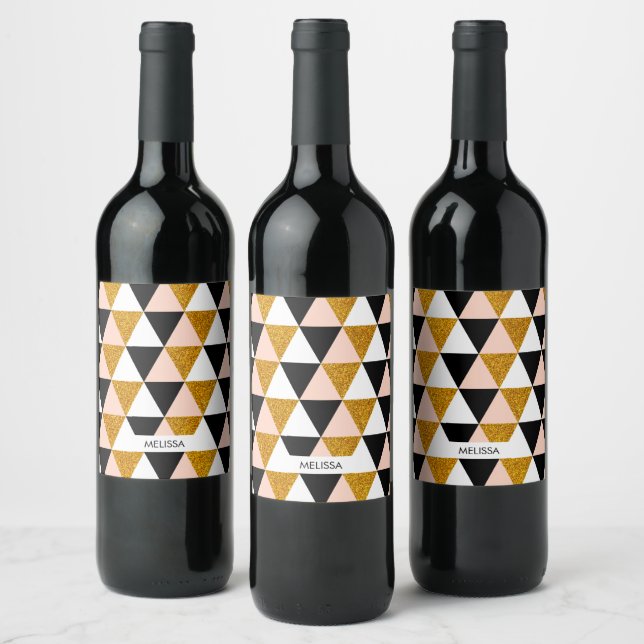 Etiqueta Para Botella De Vino Patrón geométrico elegante (Botellas)