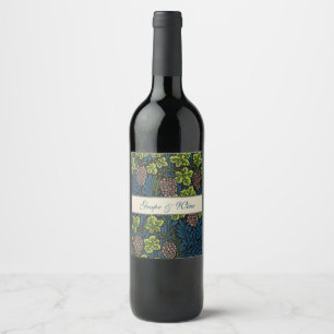 Etiqueta Para Botella De Vino Patrón negro de vid de uva sin costuras de William