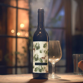 Etiqueta Para Botella De Vino Patrón sin problemas del bosque acuático