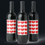 Etiqueta Para Botella De Vino Patrones de corazón rojo Bodas cumpleaños de San V<br><div class="desc">¡Impreso con adorables diseños de corazón rojo!</div>