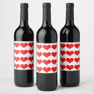 Etiqueta Para Botella De Vino Patrones de Corazón Rojo Bodas San Valentín Cumple