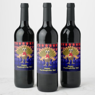 Etiqueta Para Botella De Vino Pavo Feliz Día de Acción de Gracias Personalizado