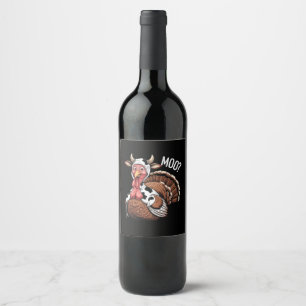 Etiqueta Para Botella De Vino Pavo Moo Día de Acción de Gracias Divertido