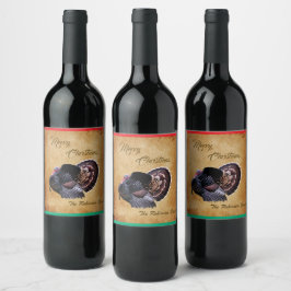 Etiqueta Para Botella De Vino Pavo Salvaje Personalizado Feliz Navidad
