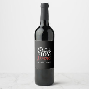 Etiqueta Para Botella De Vino Paz Alegría Amor y Navidad Festivo Día de Fiesta