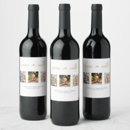 Etiqueta Para Botella De Vino Paz en la Tierra Navidades 3 Collages de fotos Pur