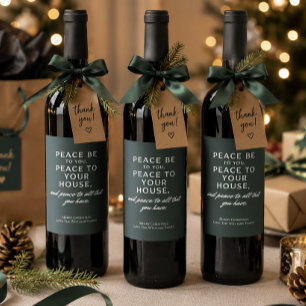 Etiqueta Para Botella De Vino Paz Sea Para Ti, Paz Para Tu Casa Navidad