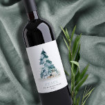 Etiqueta Para Botella De Vino Peace Snow Watercolor Pine Christmas Tree Regalos<br><div class="desc">Si necesitas más personalización,  por favor,  no dudes en enviarme un mensaje a yellowfebstudio@gmail.com.</div>