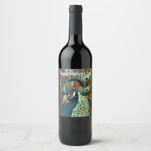 Etiqueta Para Botella De Vino Peacock colorido - Ave - Etiqueta de vino personal