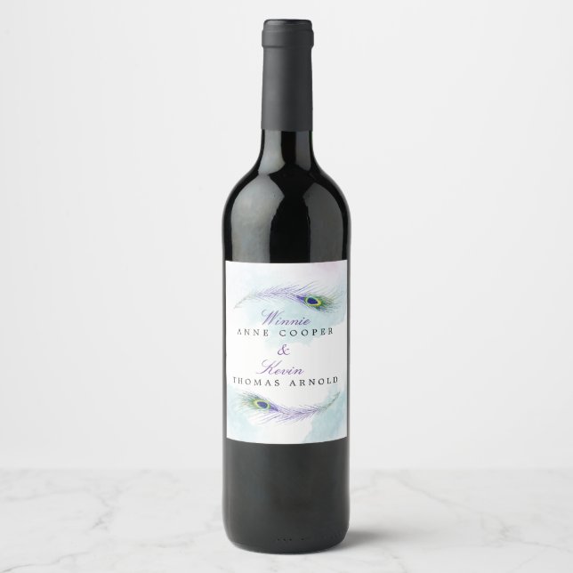Etiqueta Para Botella De Vino Peacock Feather (Anverso)