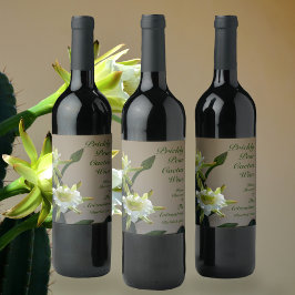 Etiqueta Para Botella De Vino Pear Pricky Cactus Wine Floral