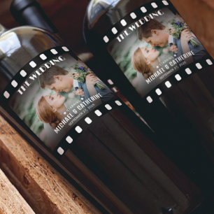 Etiqueta Para Botella De Vino Película Poster Tira de película Boda blanco y neg