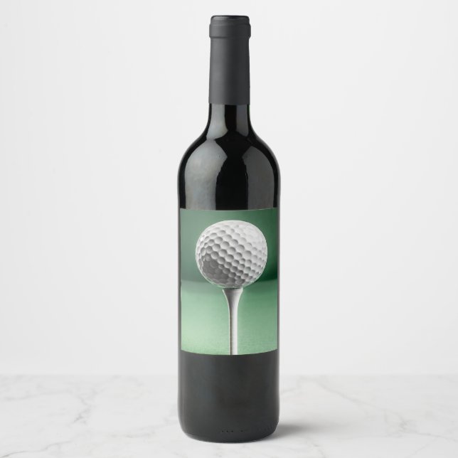 Etiqueta Para Botella De Vino Pelota de golf en Tee (Anverso)